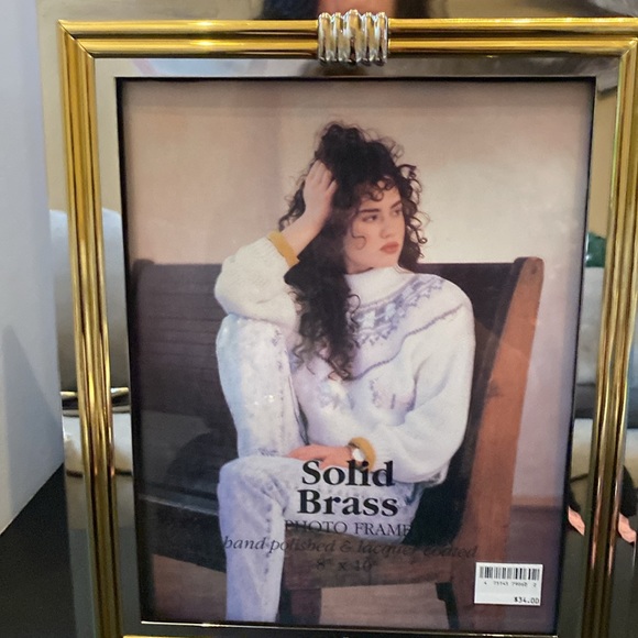 Solid brass mixed metal channel 8x10 photo picture frame w/ display stand NIB - Picture 2 of 6